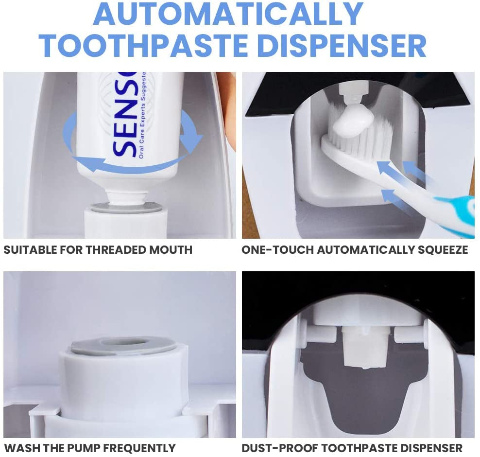 Dust-Proof Toothpaste Dispenser Toothpaste Squeezer Kit (Black)